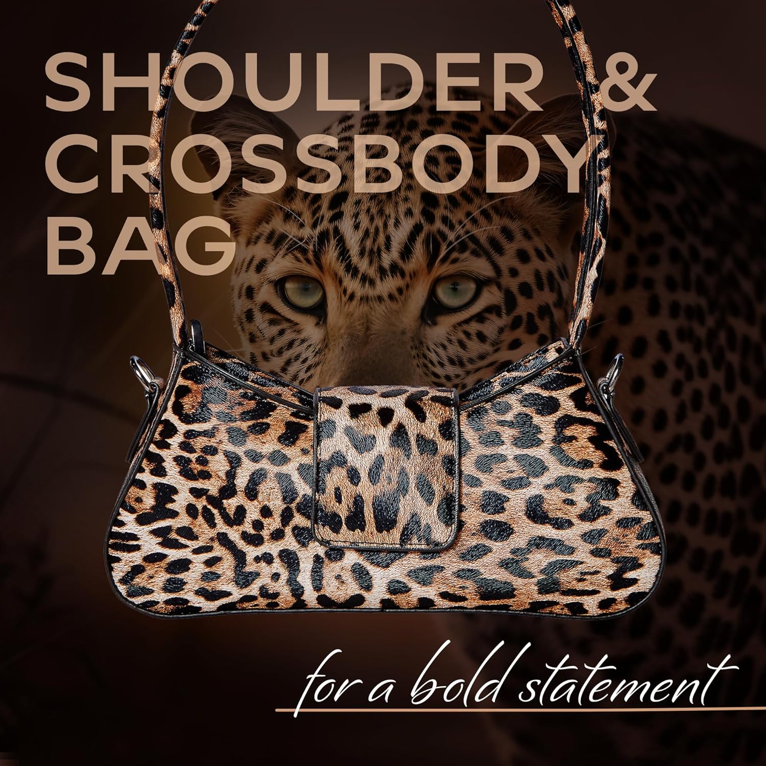 Leopard Print Crossbody Bag for Women – Small Fashion Handbag with Adjustable Strap, Lightweight Everyday Shoulder Purse for Casual and Evening Outfits - Image 3