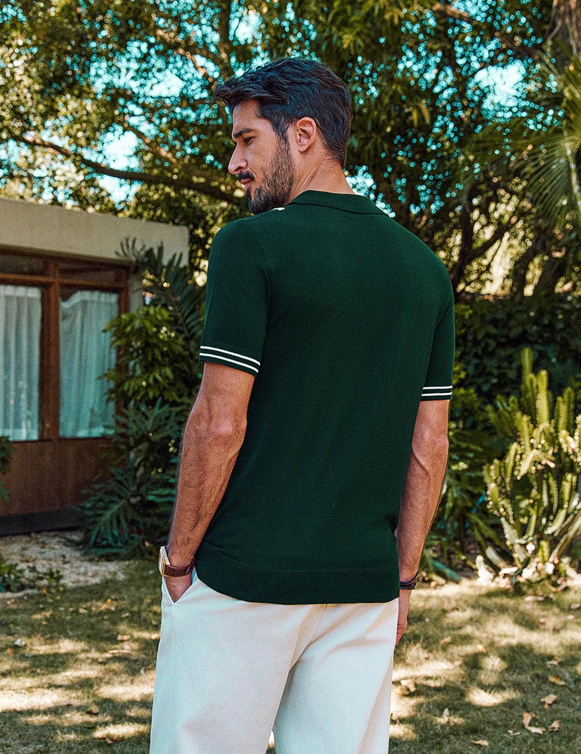 PJ PAUL JONES Mens Knit Polo Shirts Short Sleeve Quarter Zip Golf Shirt Vintage Shirts for Men - Image 3