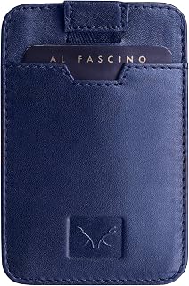 AL FASCINO Leather Credit Card Holder -Slim Minimalist Front Pocket RFID Blocking Leather Wallets for Men Women (Navy Blue) Price In India