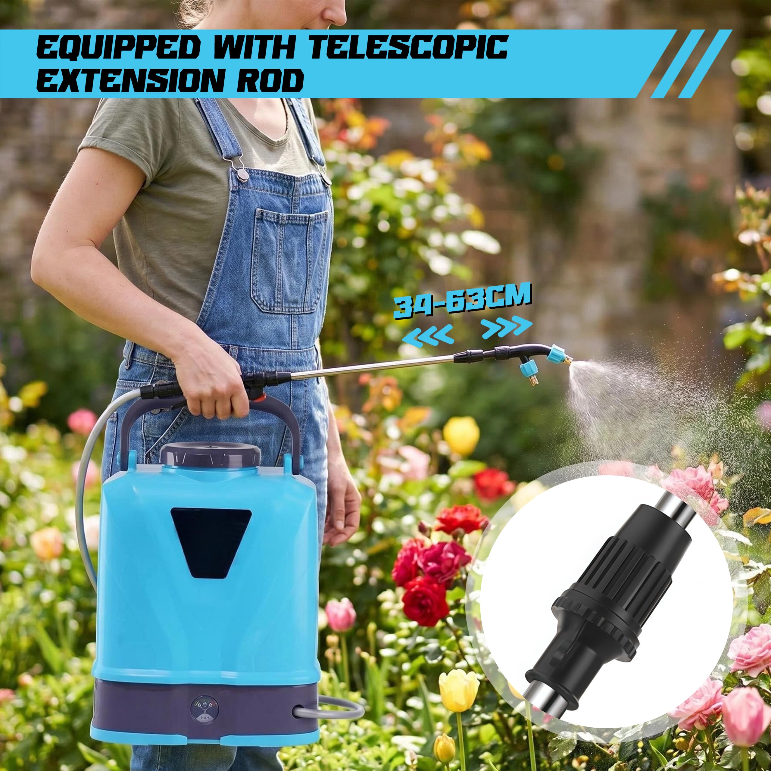 Pulverizador a Presión 10L, Sulfatadora Manual de Jardín | Boquilla Ajustable & Lanza de Acero Inoxidable, Bomba de Alta Presión para Tratamiento, Fumigación & Riego de Plantas