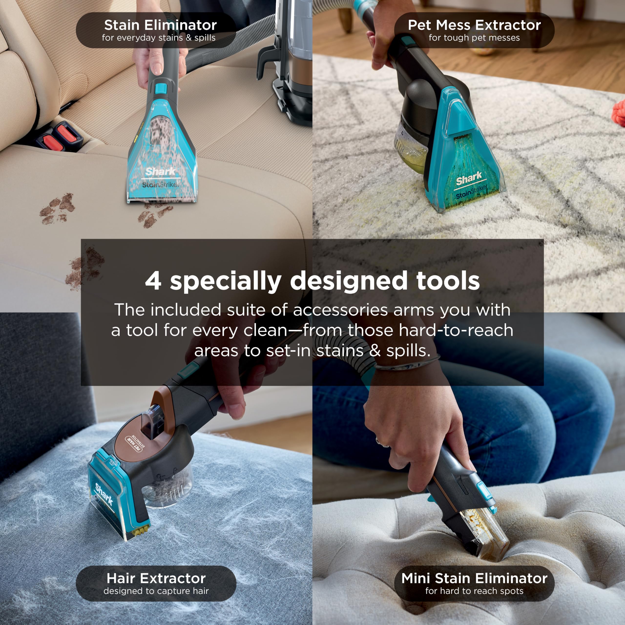 Shark, Tragbarer Teppich-, Teppich- und Polsterreiniger für Haustiere, PX251, StainStriker mit HairPro-Technologie