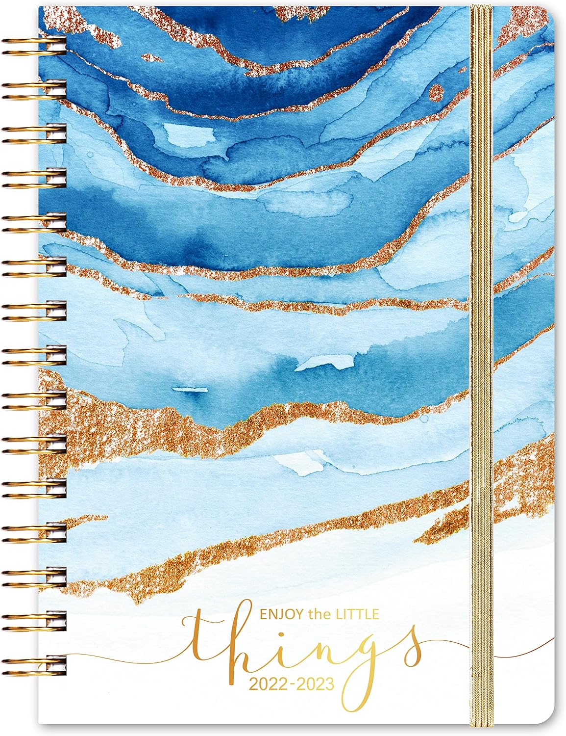 Planner 2022-2023 - Academic Planner 2022-2023 with Prelabeled Monthly Tabs, July 2022 - June 2023, 6.3" x 8.4", Twin-Wire Binding with Flexible Cover, Inner Pocket - Blue Ink