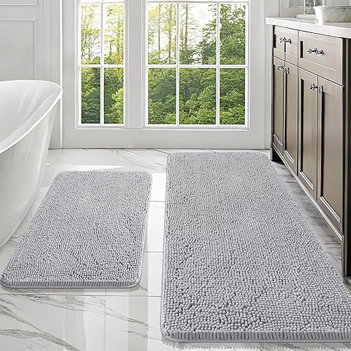 Miniatura 135 de OLANLY Juego de 2 alfombras de baño, tapetes de baño de felpilla suave y absorbente y tapete para inodoro con contorno en forma de U, alfombra de