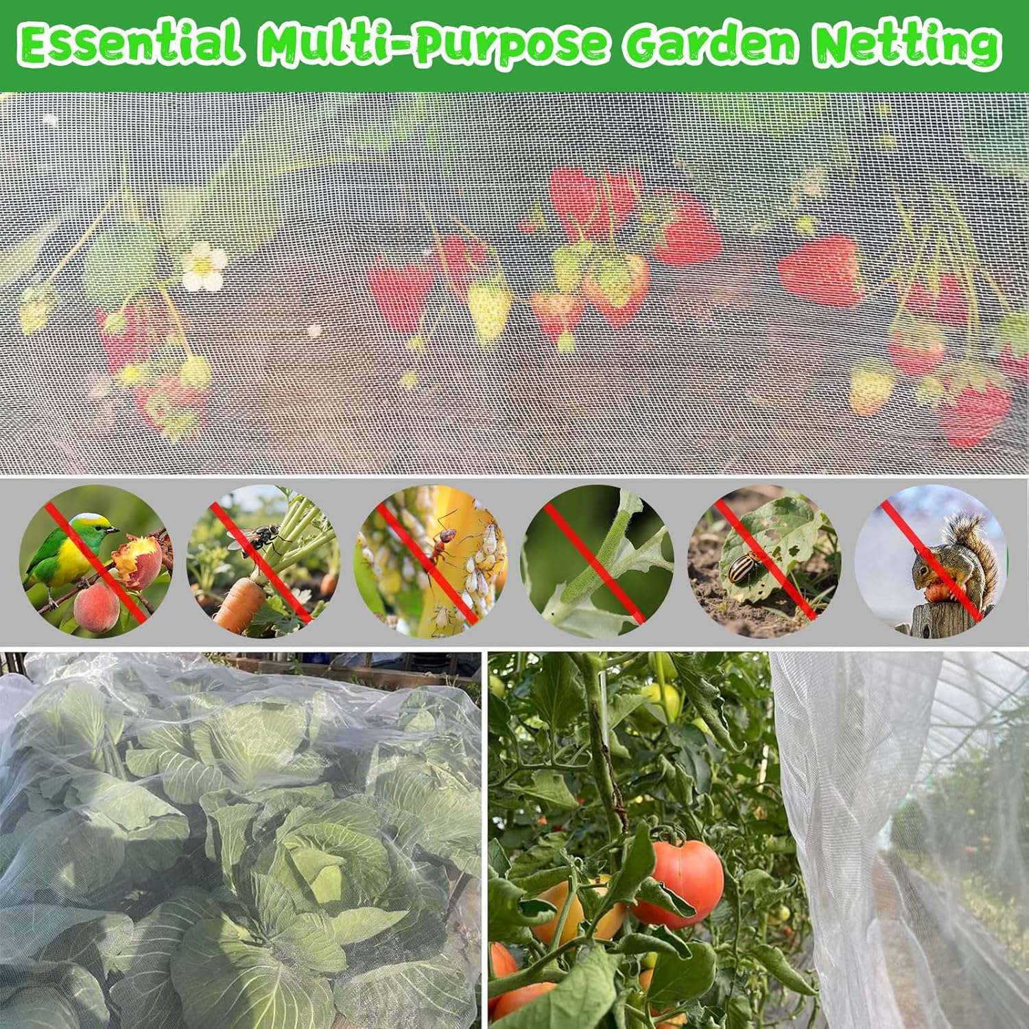 SZMDXL 97pcs Garden Mesh Netting Kit,8x26FT Ultra Fine Plant Cover & 8 Sets of Garden Hoops & 24 Clips Row Covers for Raised Beds Greenhouse Vegetables Fruit Flower Net Protection from Insect Bird