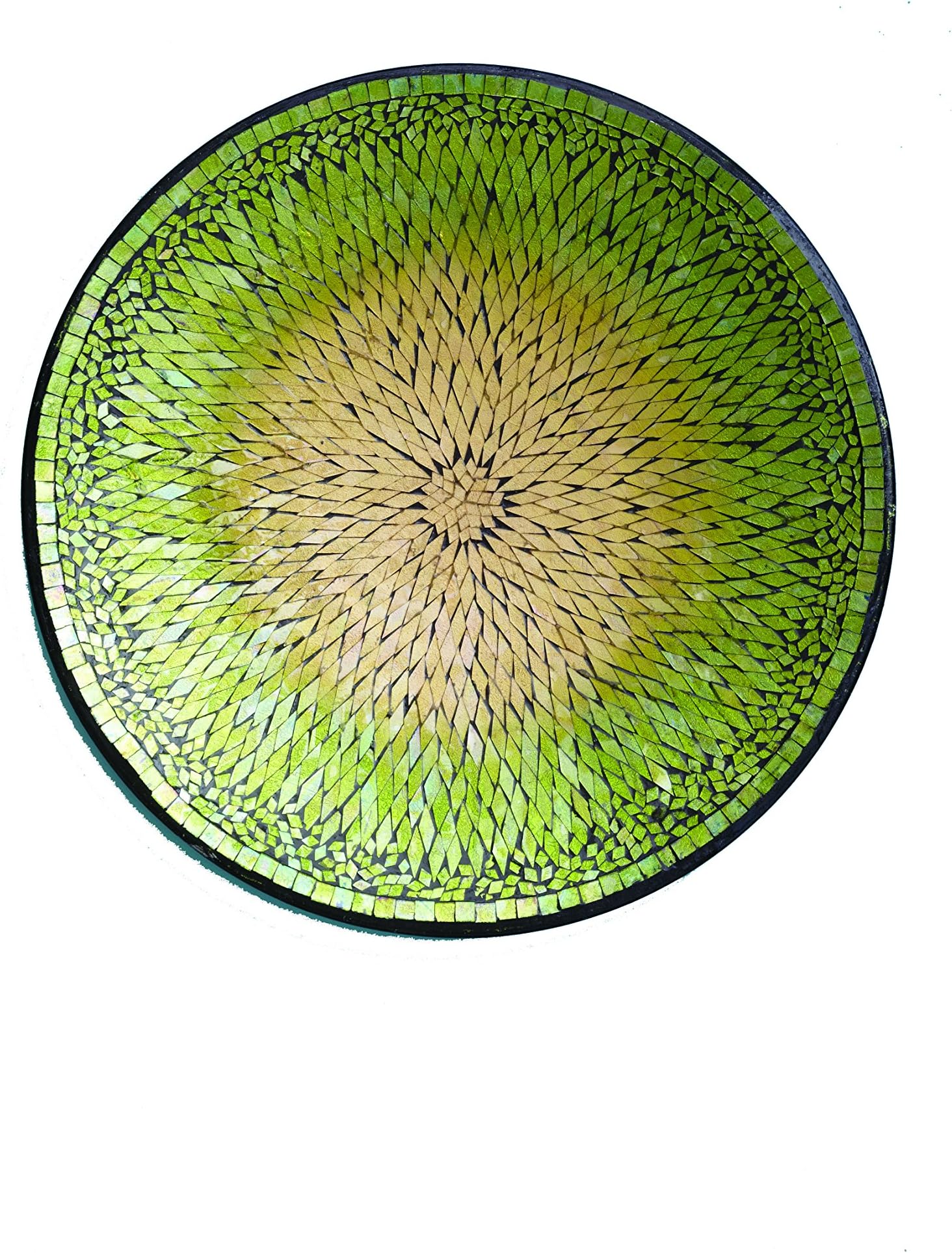 AG-17043 Green & Gold Tile Mosaic Bird Bath, 16" x 22" x 1"