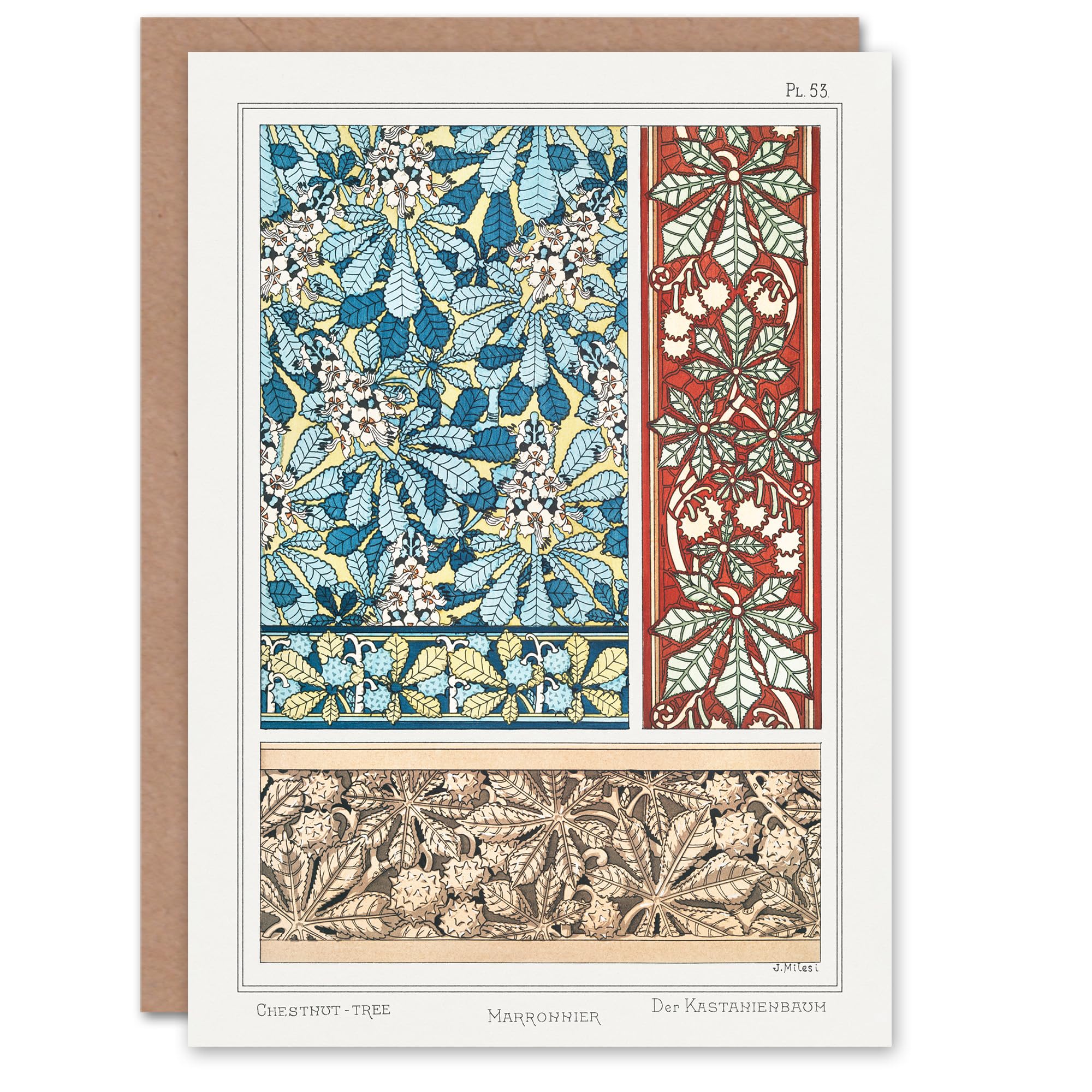 Artery8 Greeting Card - Chestnut Tree Patterns - Blank Card