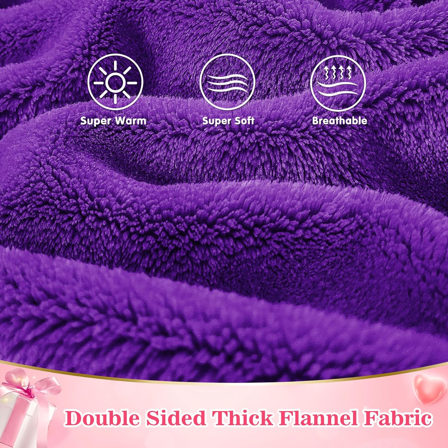 Waitu Wearable Blanket Sweatshirt Gifts for Women and Men, Warm and Cozy Giant Blanket Hoodie, Thick Flannel Blanket with Sleeves and Giant Pocket - Violet - Image 4