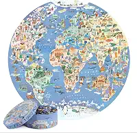 Quebra-cabeça para adultos 1000 peças mapa do mundo quebra-cabeça redondo - mapa do mundo quebra-cabeça 1000 peças para adultos e crianças - presentes geográficos por bopster