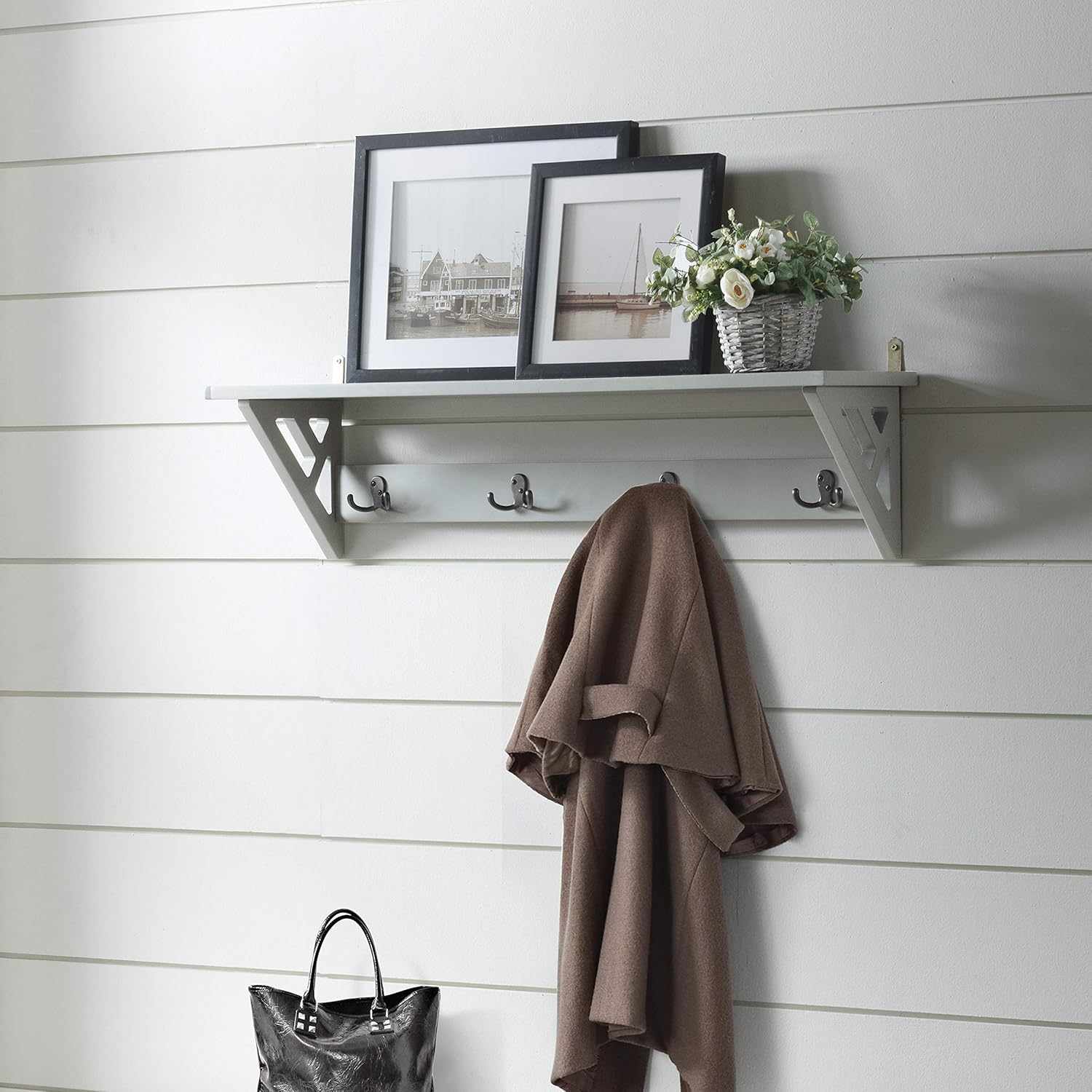 Alaterre Furniture Coventry 36" W Coat Hook with Shelf, Gray