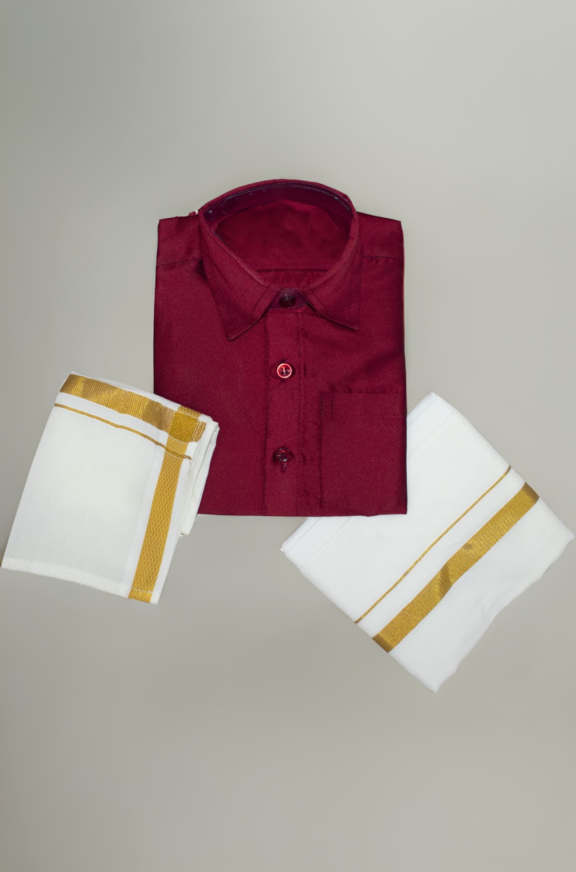 Boys Traditional Adjustable Lungi Dhoti Shirt Mundu Set (CMonly-$)