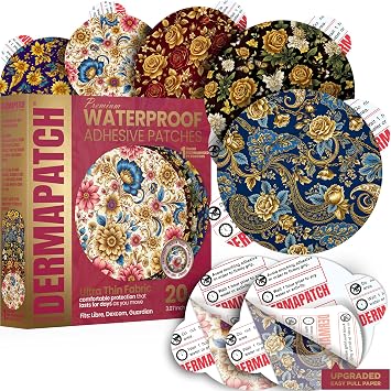 Libre 3 Sensor Covers Waterproof - 20 pcs Adhesive Patches for Libre 3,Dexcom G6 & G7, Lingo, Stelo, Guardian with Easy-Peel Pull Paper,CGM Sensor Tape for 14 Days, Ultra-Thin, Durable - Florals