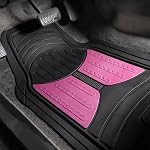 FH Group Automotive Floor Mats - Heavy-Duty Monster Eye Rubber for Cars, Universal Fit Full Set, Climaproof Mats, Trimmable Most Sedan, SUV, Truck Pink