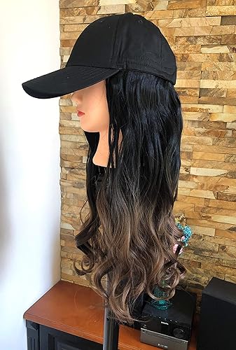Miniatura 4 de DevaLook Peluca con cabello sintético de gorra de béisbol de 20, 22 y 25 pulgadas
