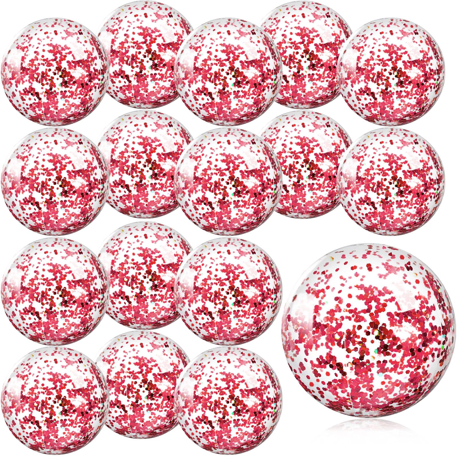 Whaline 16 Pcs 16'' Rose Gold Glitter Inflatable Beach Balls Round Pool PVC Balls Cute Game Toys for Summer Hawaiian Tropical Theme Beach Party Decorations Water Sand Game Accessories