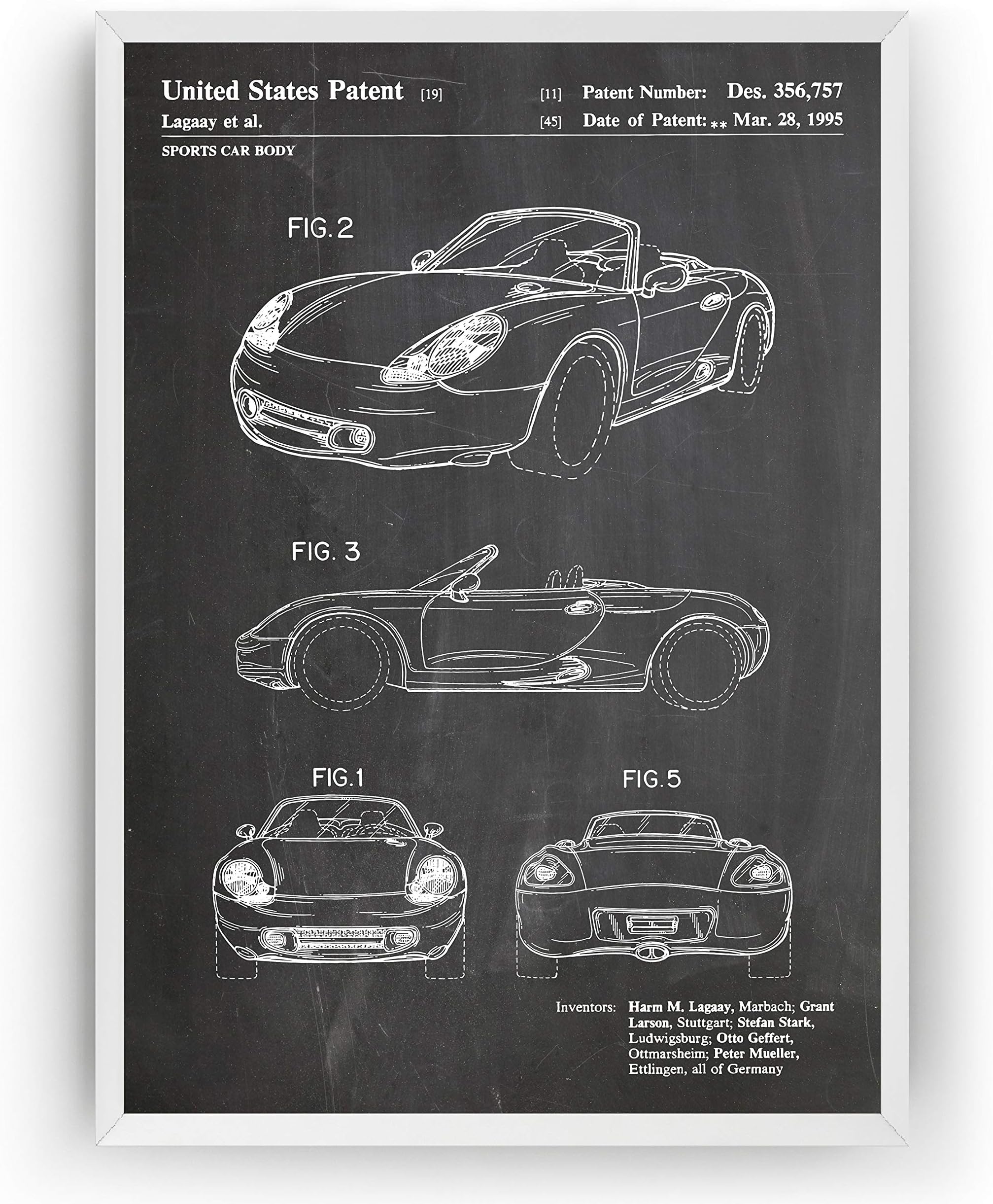 HandmadeMagic Posters Porsche Boxster 1995 Patent Print - Sports Car Poster Giclee Art Garage Wall Decor Vintage Man Cave Blueprint Gift - Frame Not Included