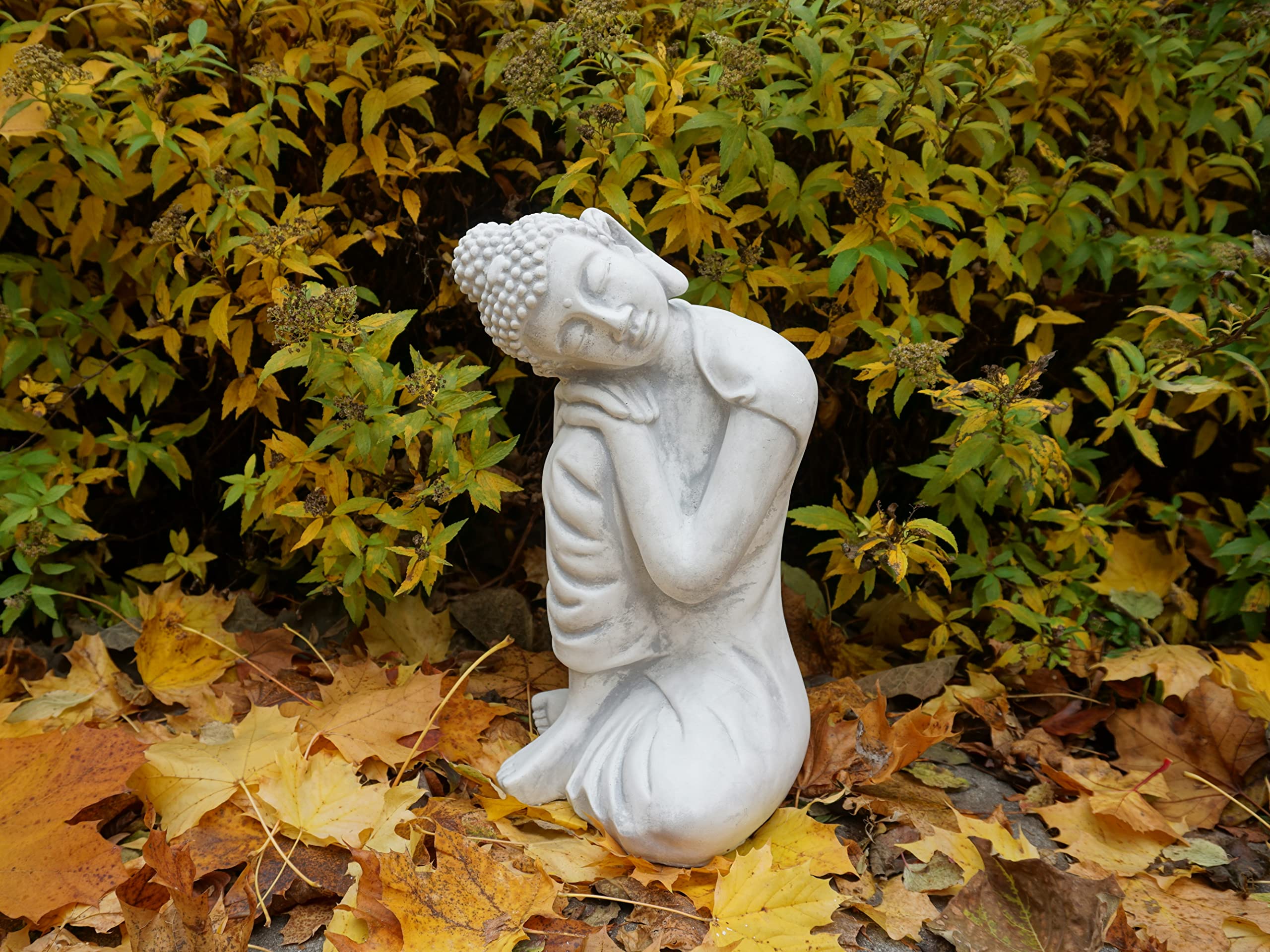 gartendekoparadies.de Statua di pietra del Buddha, altezza 38 cm, 13 kg, grigio resistente al gelo in pietra gres per esterni