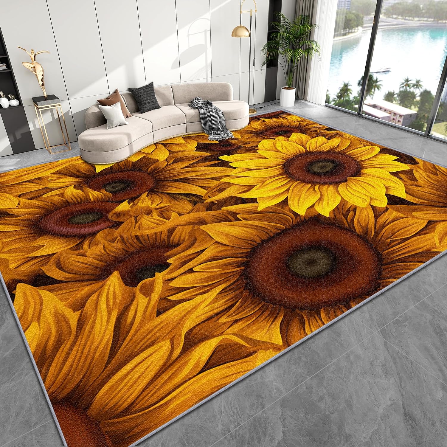 Sunflower Rugs for Bedroom - 2x3 Rug, Sunflower Door Mat Indoor Entrance, Yellow Flower Entryway Throw Rugs, Spring Kitchen Carpet, Sunflower Home Decor & Gifts