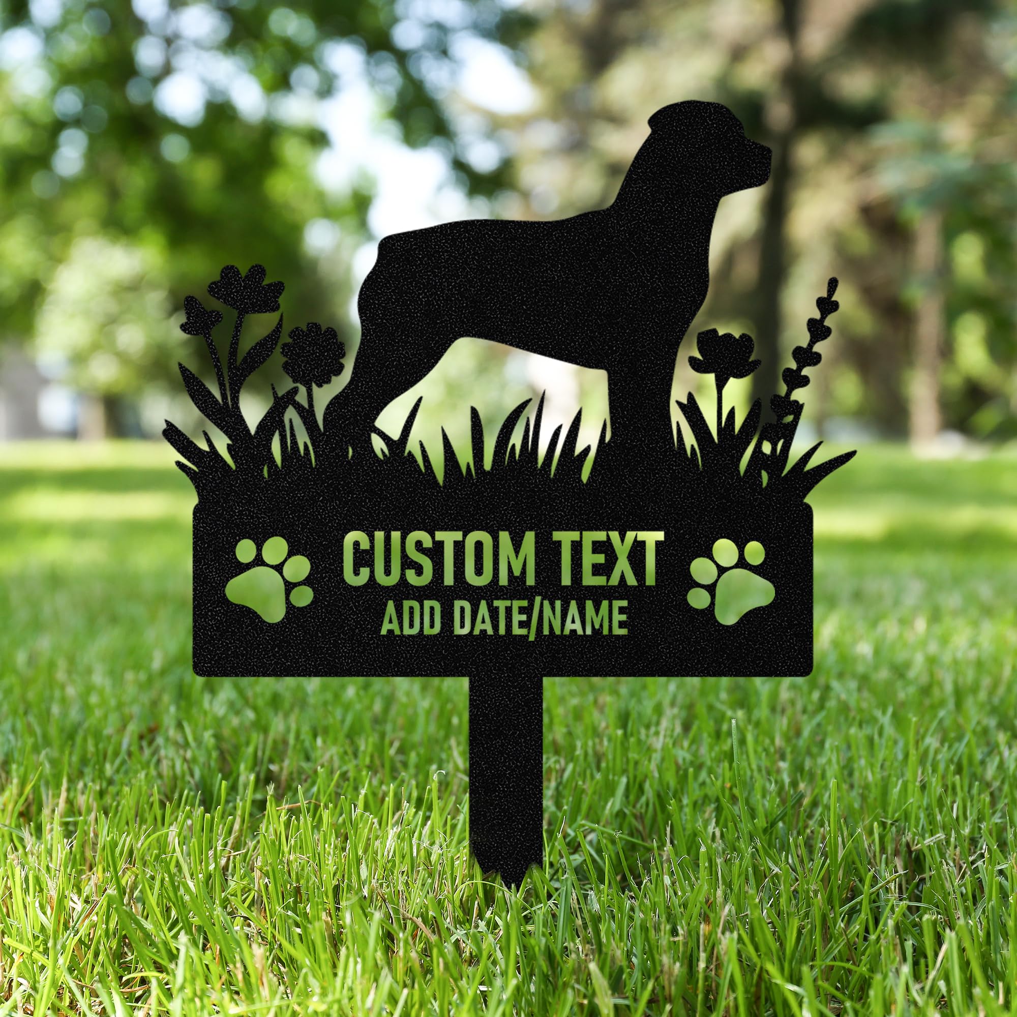 AGEUIRPOD Personalised Dog Grave Markers Pet Headstones for Dogs for Lost Dog Sympathy Gift Waterproof Dog Grave Markers Outdoor, Dog Memorial Gift, Customized Flowers Dog Memorial Burial Stake