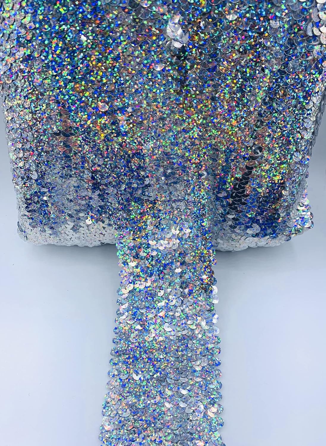 8 Row Starlight Hologram Stretch Sequin Trim (Silver Hologram, 10 Yards)