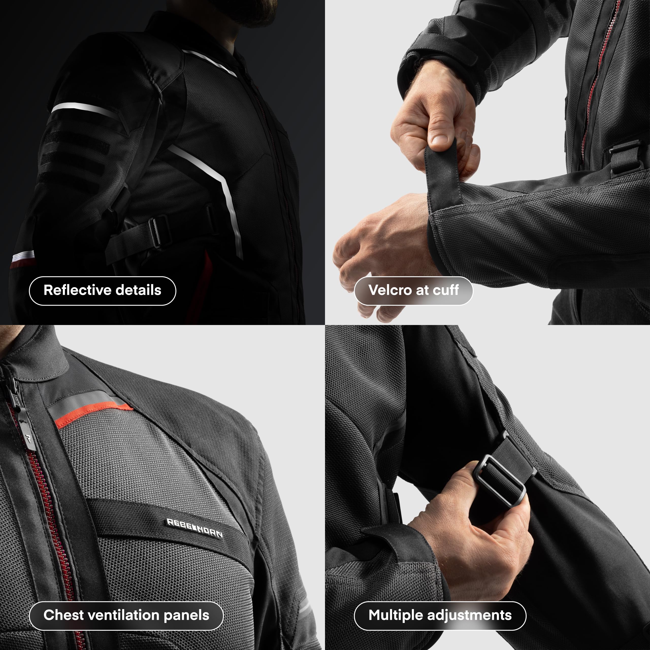 REBELHORN Scandal 3 Chaqueta de Moto Hombre | Textil | Protectores de Codos y Hombros Nivel 2 | Bolsillo para Protector de Espalda | Amplios Paneles de Ventilación de Malla | Tallas hasta 10XL