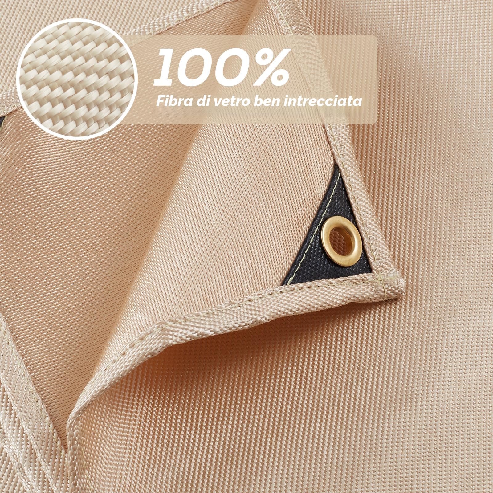 Coperta per saldatura in fibra di vetro resistente, coperta resistente al calore con occhielli in ottone, tappetino per saldatura multiuso per grill, campeggio, uso industriale (180x240 cm)