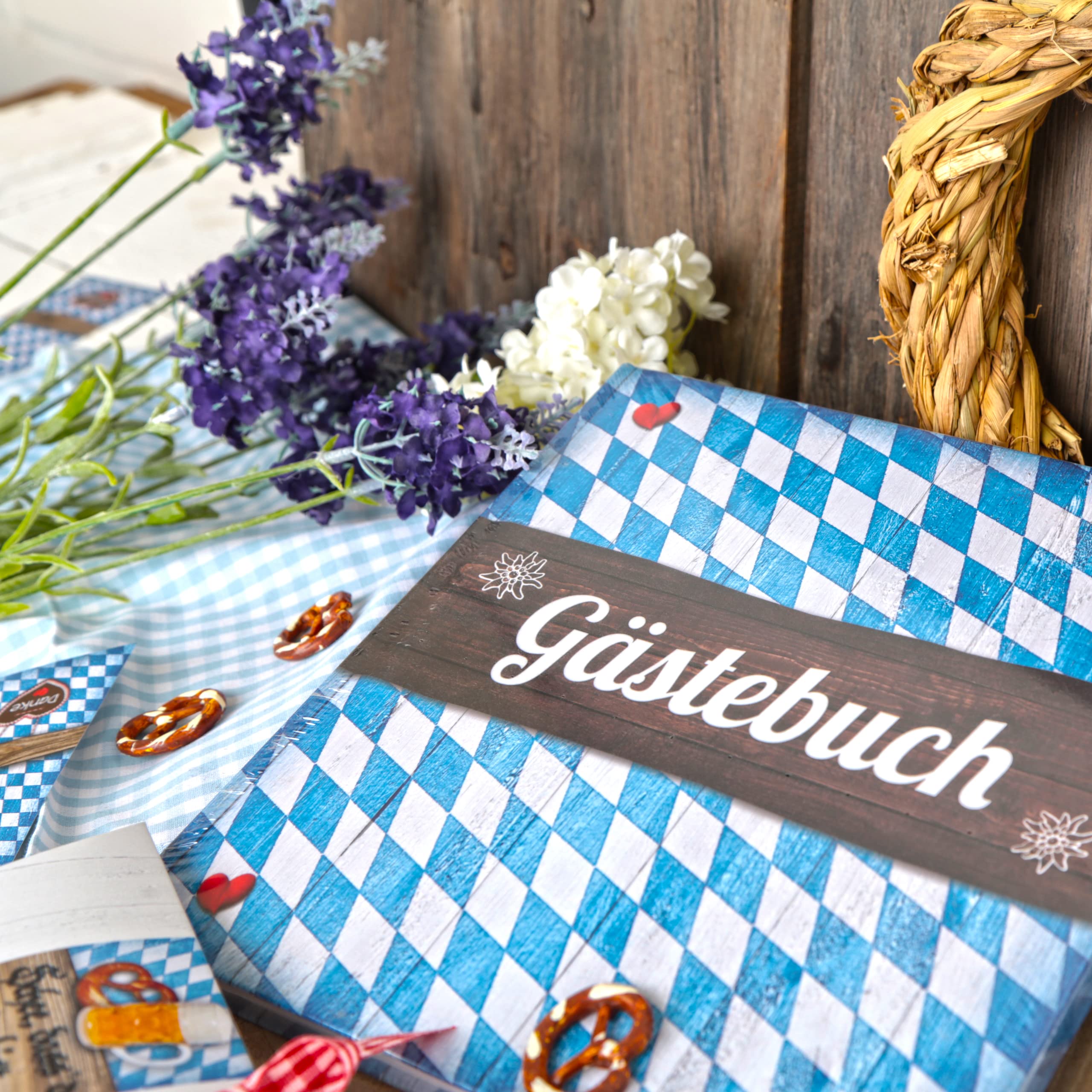 Hochzeitsbuch-Set Mit Gästebuch Und Gelübdebüchern – Blaues Blumenmuster, 10x15 Cm & 15x22 Cm