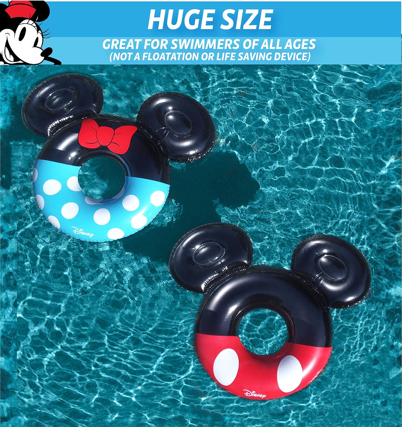 Disney Pool Float Party Tube by GoFloats - Choose Between Mickey and Friends, Monster's Inc, Finding Nemo, Lilo and Stitch, UP and Wall-E