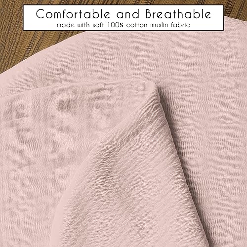 Miniatura 5 de Sweet Jojo Designs Juego de 2 fundas de almohada de muselina de lactancia (lazos rosados) para bebés recién nacidas, 100% algodón, fundas de