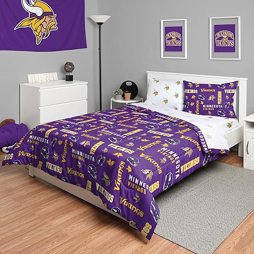 Miniatura 25 de FOCO Unisex-Adult NFL Team Logo Bed in a Bag Comforter, Sheets, Pillow Cases Bedding 5-Piece Set
