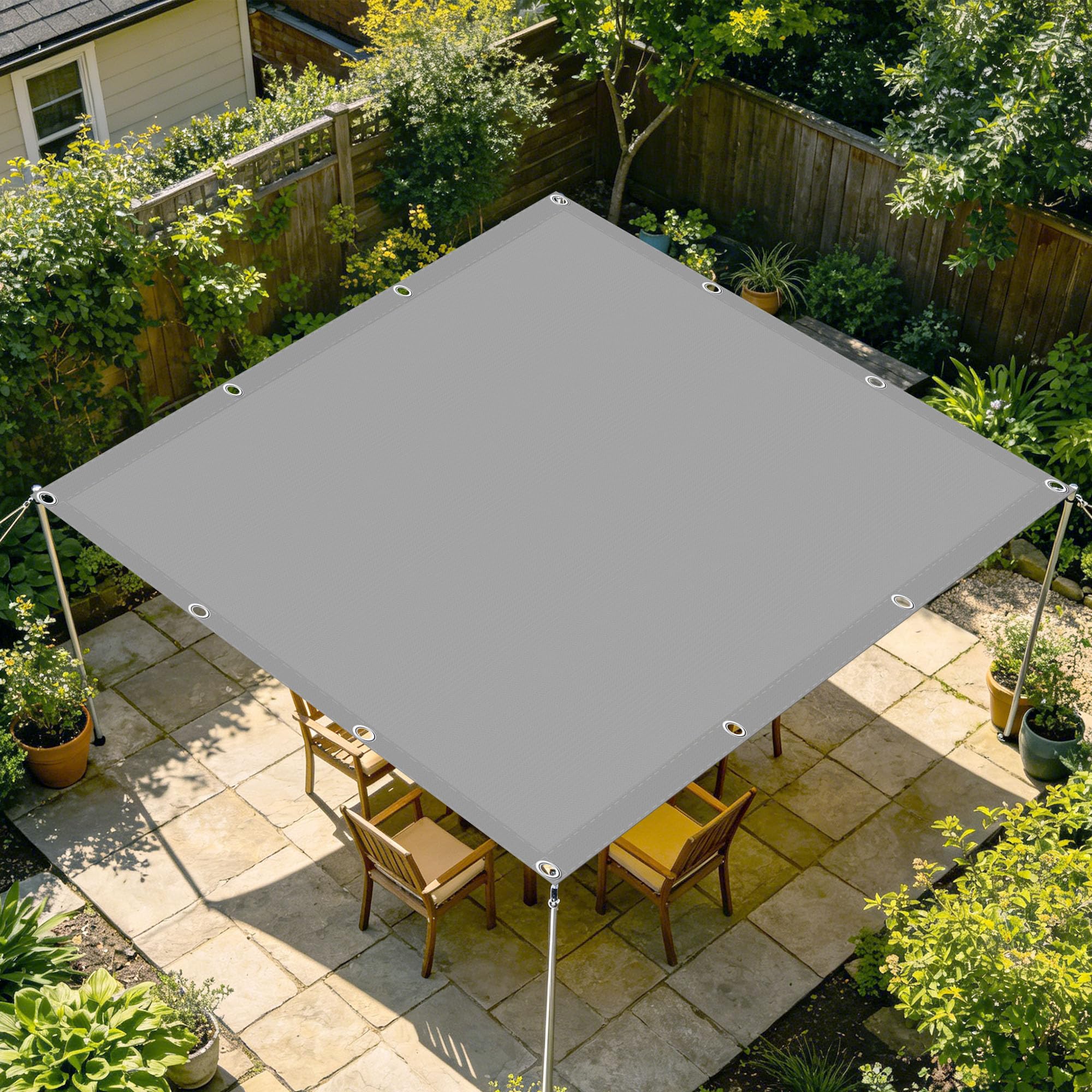 Voiles d'ombrage de balcon 180x500 cm, toile gris clair étanche pour ombrager votre salon de jardin