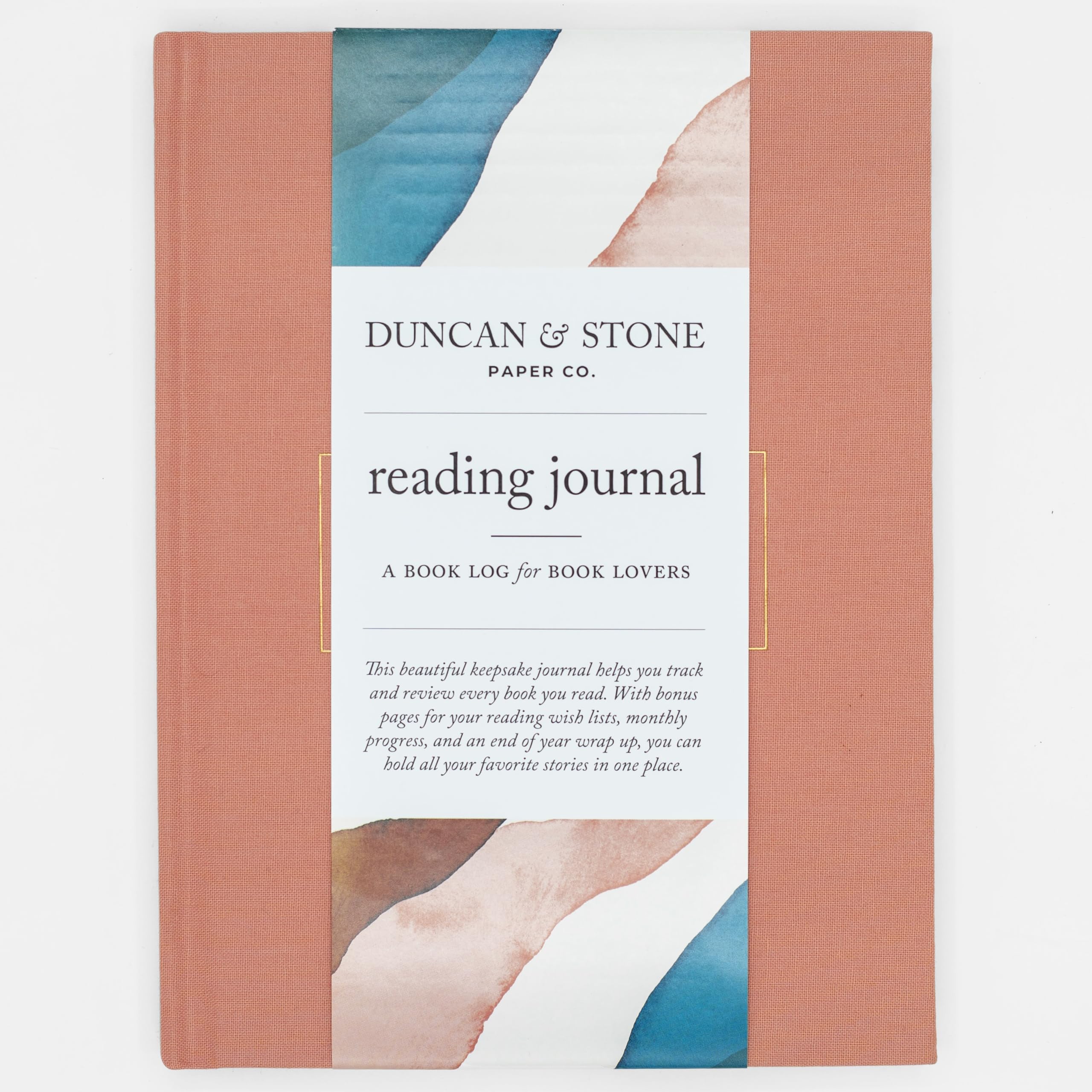 DUNCAN & STONE PAPER CO. Reading Journal for Book Lovers, 120 Pages - Linen Bound Reading Log for Tracking Books - Easy Use Daily Journal - Ideal Book Lovers Gifts, Dusty Rose
