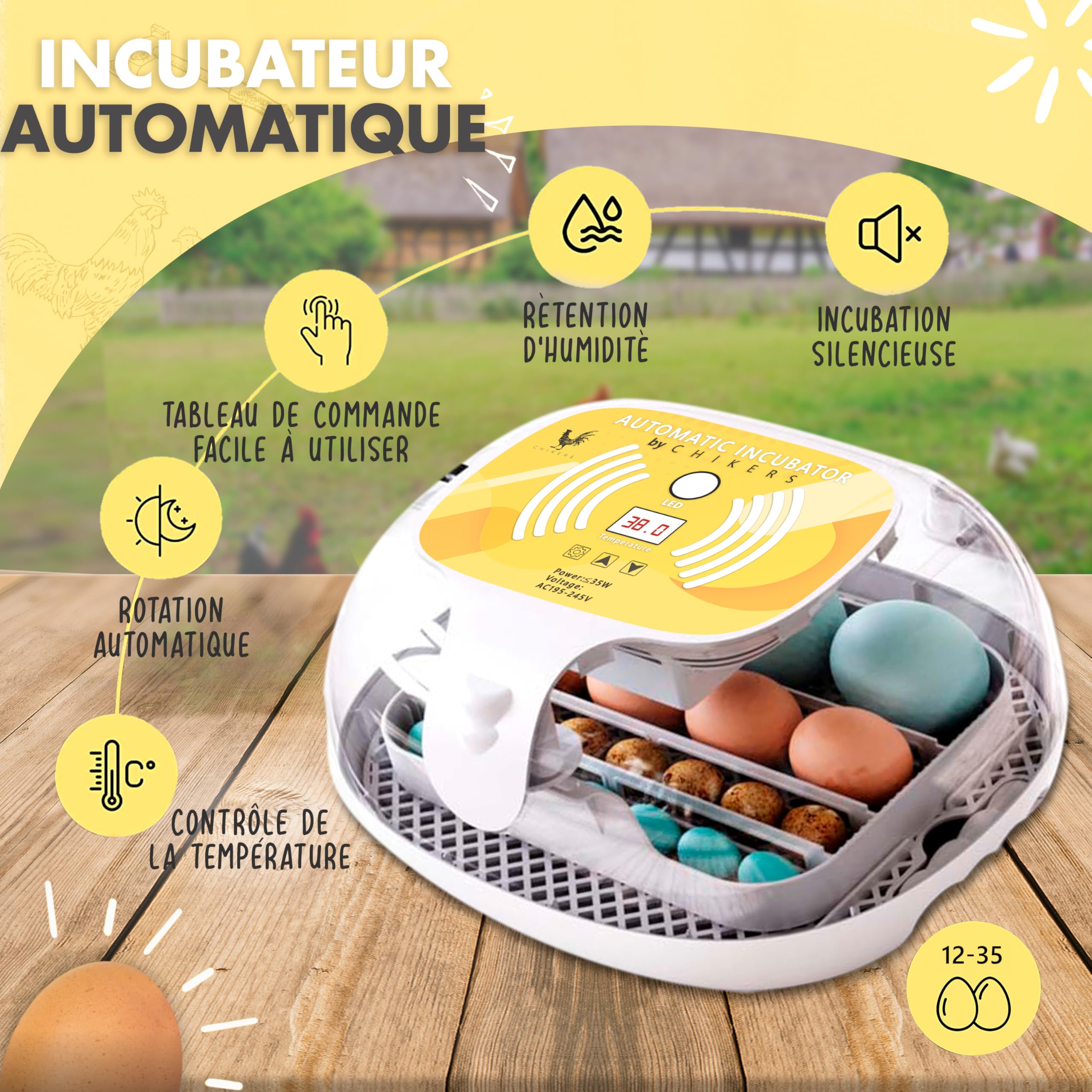 Couveuse Oeuf Automatique 15-36 Oeufs - Incubateur Avec Retournement Et Contrôle Température