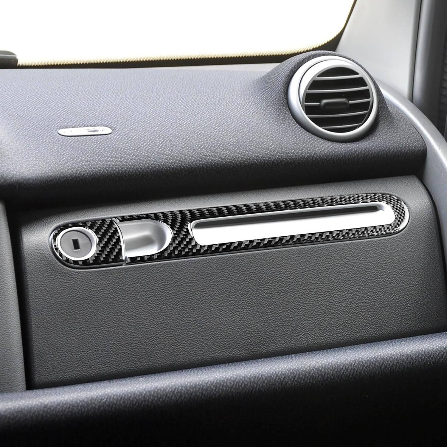 monoder Carbon Fiber Interior Accessories Glove Box Handle/2Pcs for Benz Smart Fortwo 2011-2015