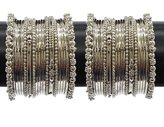 YouBella Jewellery Traditional Silver Plated Oxidized Bracelet Bangles Set for Girls and Women