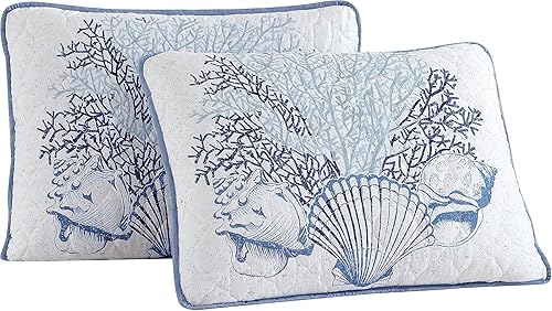 Miniatura 5 de CARIBBEAN JOE Coastal - Juego de edredón de 3 piezas, tamaño King, Beach Delight Denim