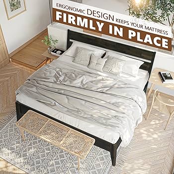 Amazon.com: Acacia Emery Bed Frame with Headboard Solid Wood