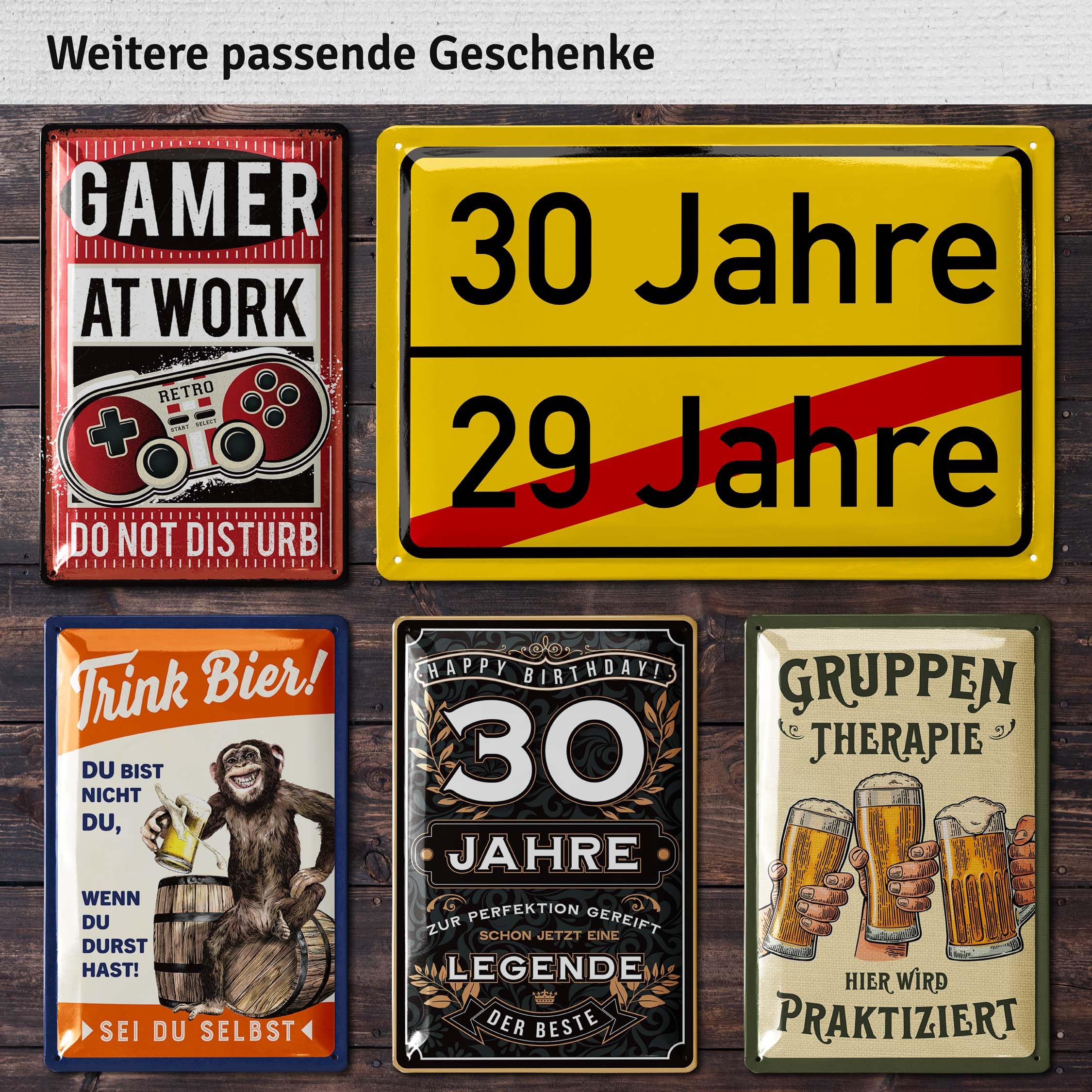 BEISHIDA 30. Geburtstag Dekoset – 2 Rote & Goldene Rasenschilder „Happy 30th“ & „Made In 1994“ Mit Heringen