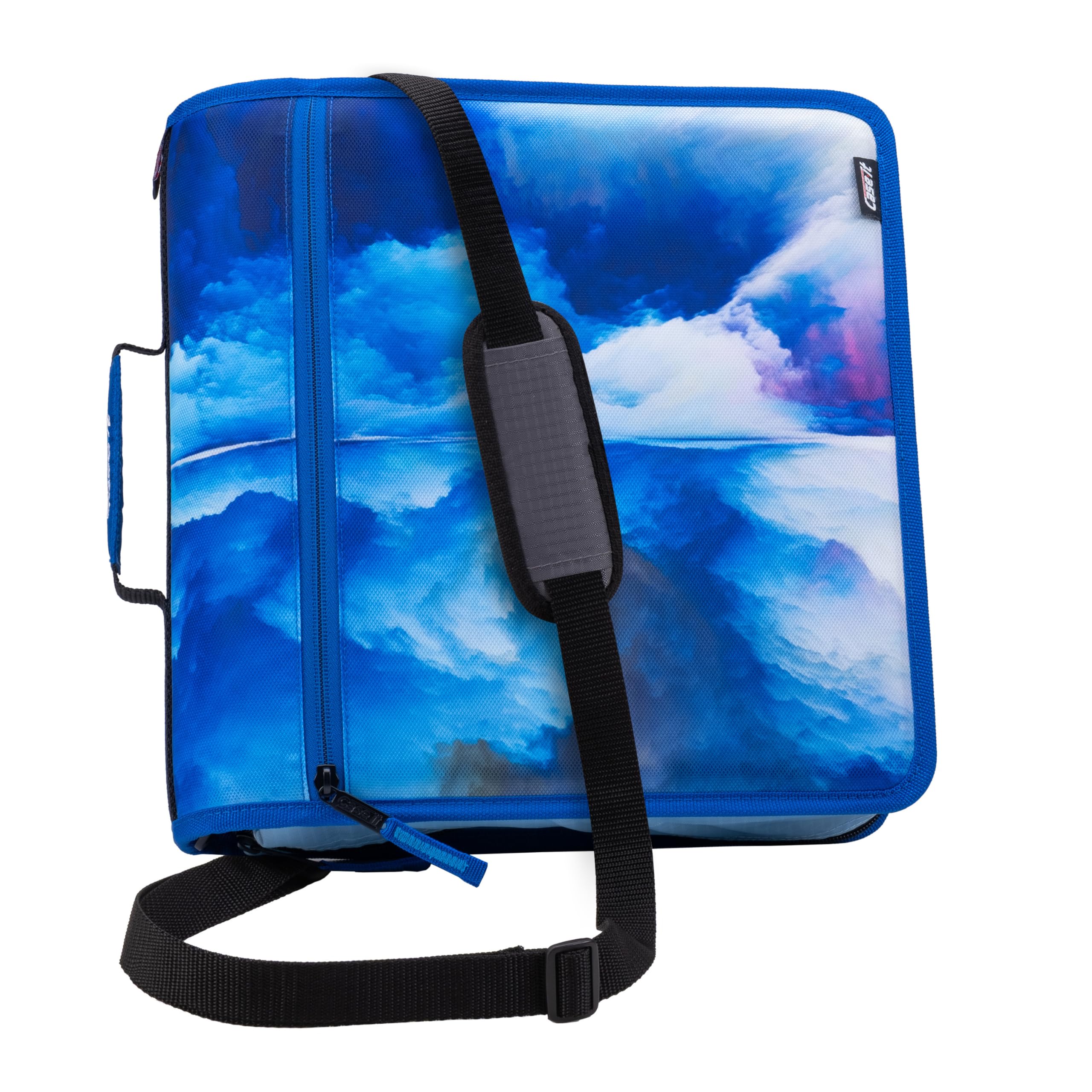 Case-it Mighty Zipped School Folder 7.5cm Rings 600 Sheet Capacity Expanding File with 5 Pockets Multi Pockets Storage Organizer Shoulder Strap D-146 Glacier