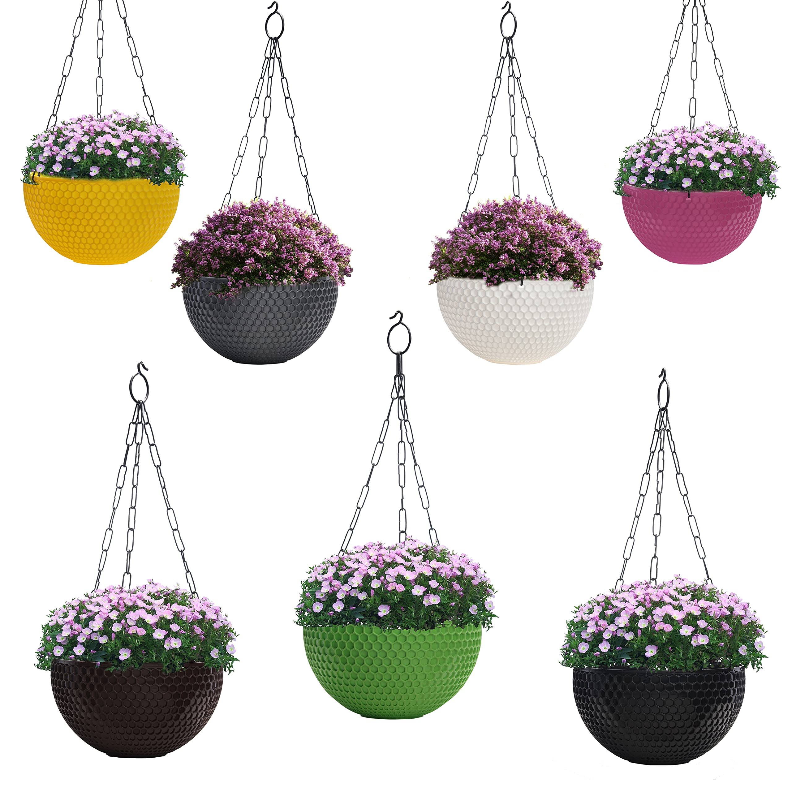 DOAP Hanging Flower Pots, Euro Basket 8inch 3pcs Rattan Hook Planter with Metal Chain, Honey Comb Design for Balcony, Gardening and Outdoor (Green) (B0BRQHCX8B) Amazon Price History, Amazon Price Tracker