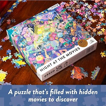 Big Potato Night at The Movies: Movie Jigsaw Puzzle for Adults (1000 Pieces) Filled with 101 Riddles to Solve
