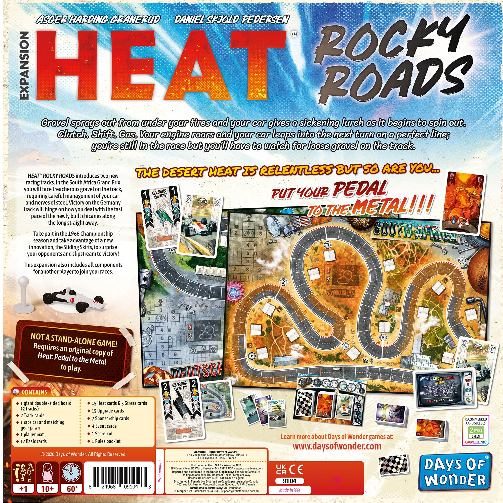 Heat - Pedal to the Metal : Rocky Roads (version anglaise) - Fabriqué par Asmodee | À partir de 10 ans – 1 à 7 joueurs – 60 à 90 minutes de temps de jeu – Jeux de société – Jeu de stratégie/famille