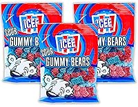 Vista 1 de crait Icee Sour Gummy Bears, Sour Candy, Gummy Candy Cherry y Blue Raspberry Sour Gummies 4 onzas (paquete de 3)