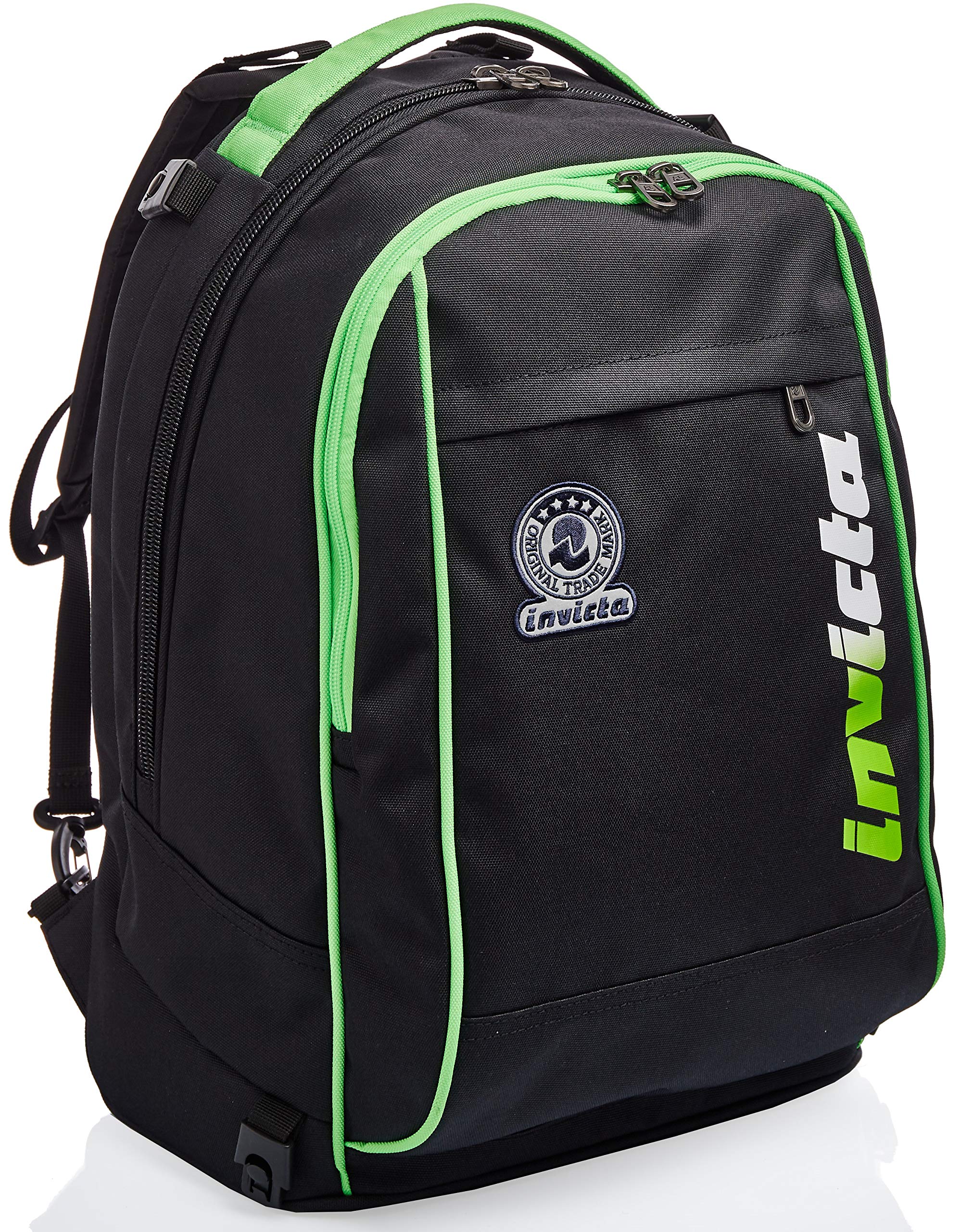 Invicta Trolley Scuola Tech, Nero Verde, Kupang, 3 in 1, Triplo Uso, Zaino Con Carrello Sganciabile e Crossover System, Viaggio e Tempo Libero, Unisex