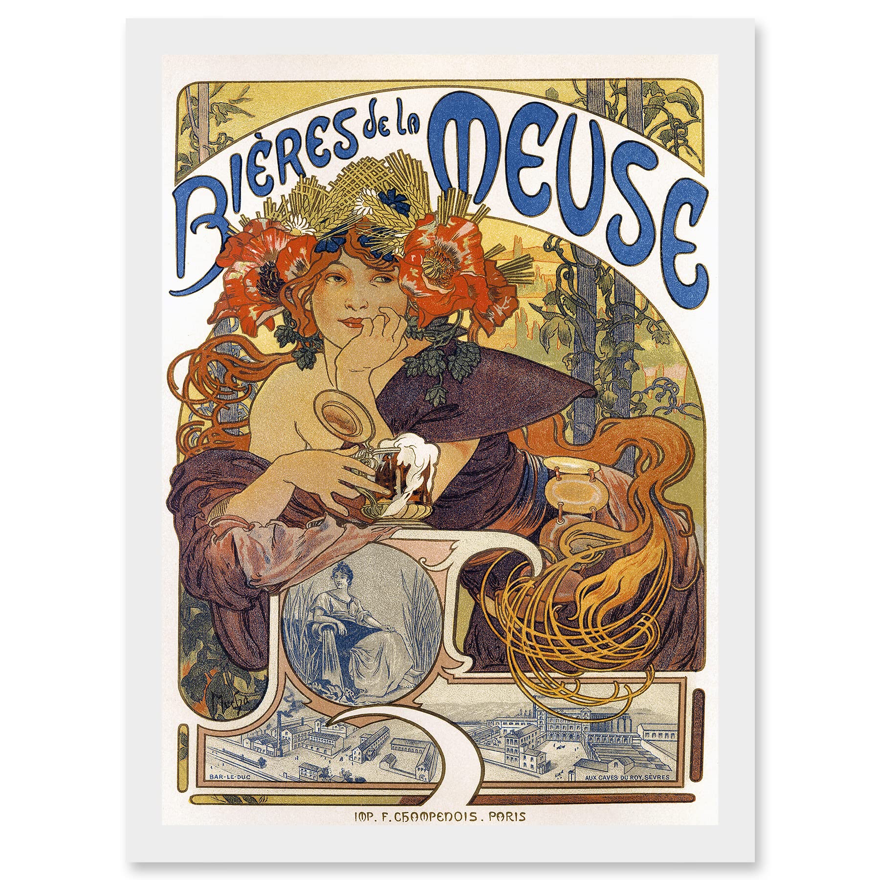 Wee Blue Coo Beer Of The Meuse Paris France Vintage A4 Artwork Framed Wall Art Print