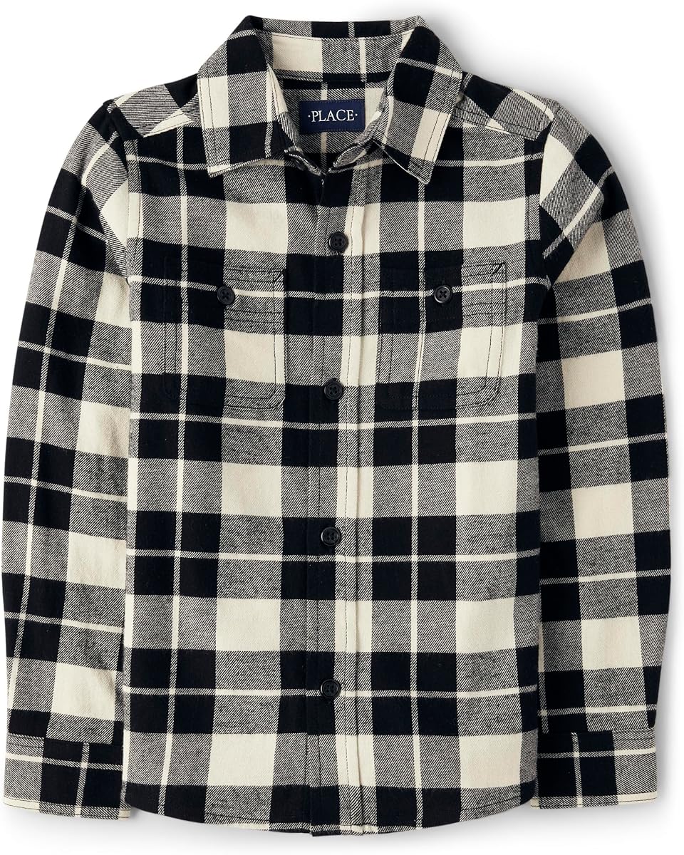 The Children's Place Boys Long Sleeve Plaid Flannel Button Up Shirt