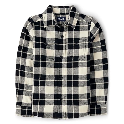 The Children's Place Boys Long Sleeve Plaid Flannel Button Up Shirt