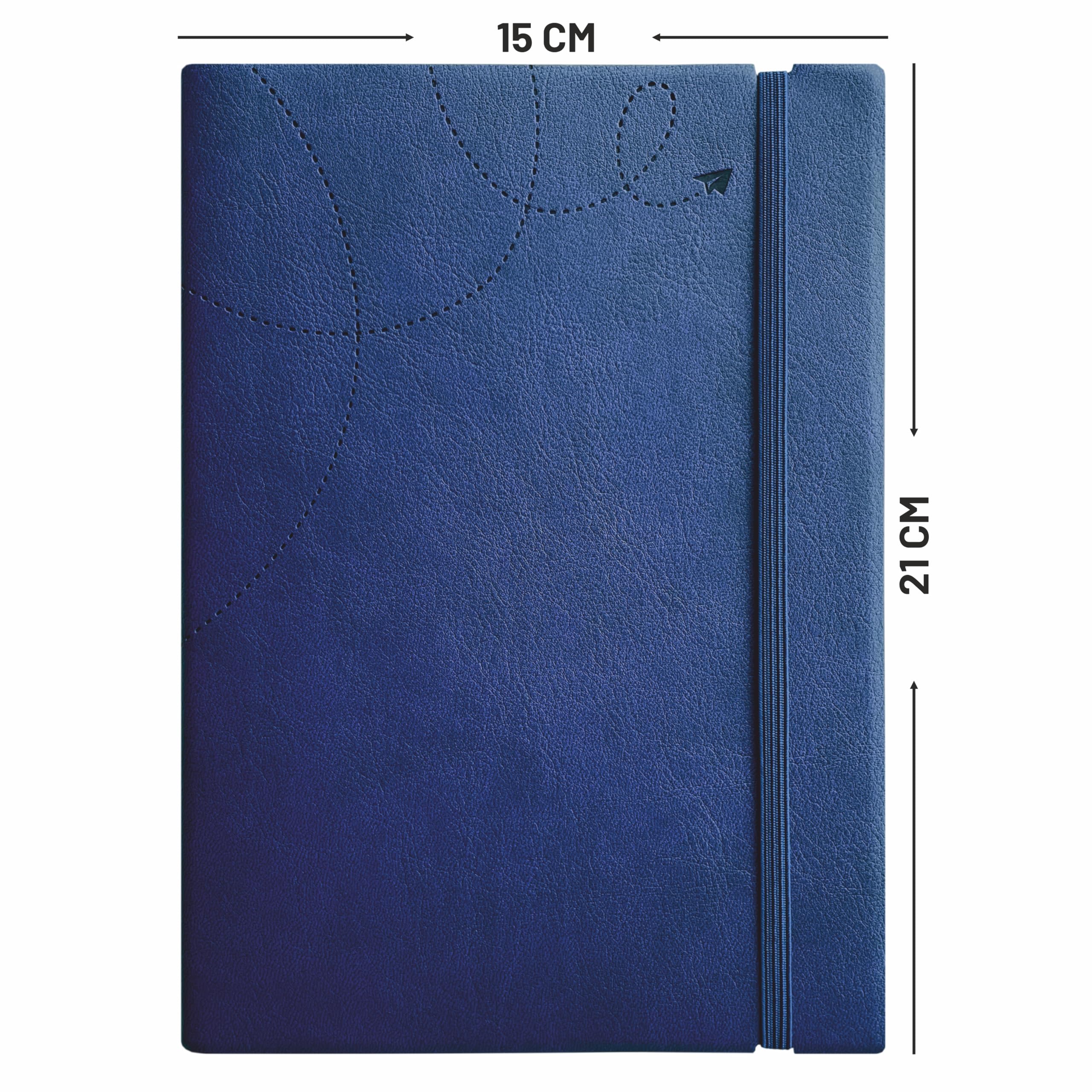 Anupam Quaderno A5 Flxy | 192 pagine | Taccuino a righe | Carta da 80 g/m² | Pelle PU testurizzata con copertina senza tempo per impressione | Chiusura elastica abbinata (blu)