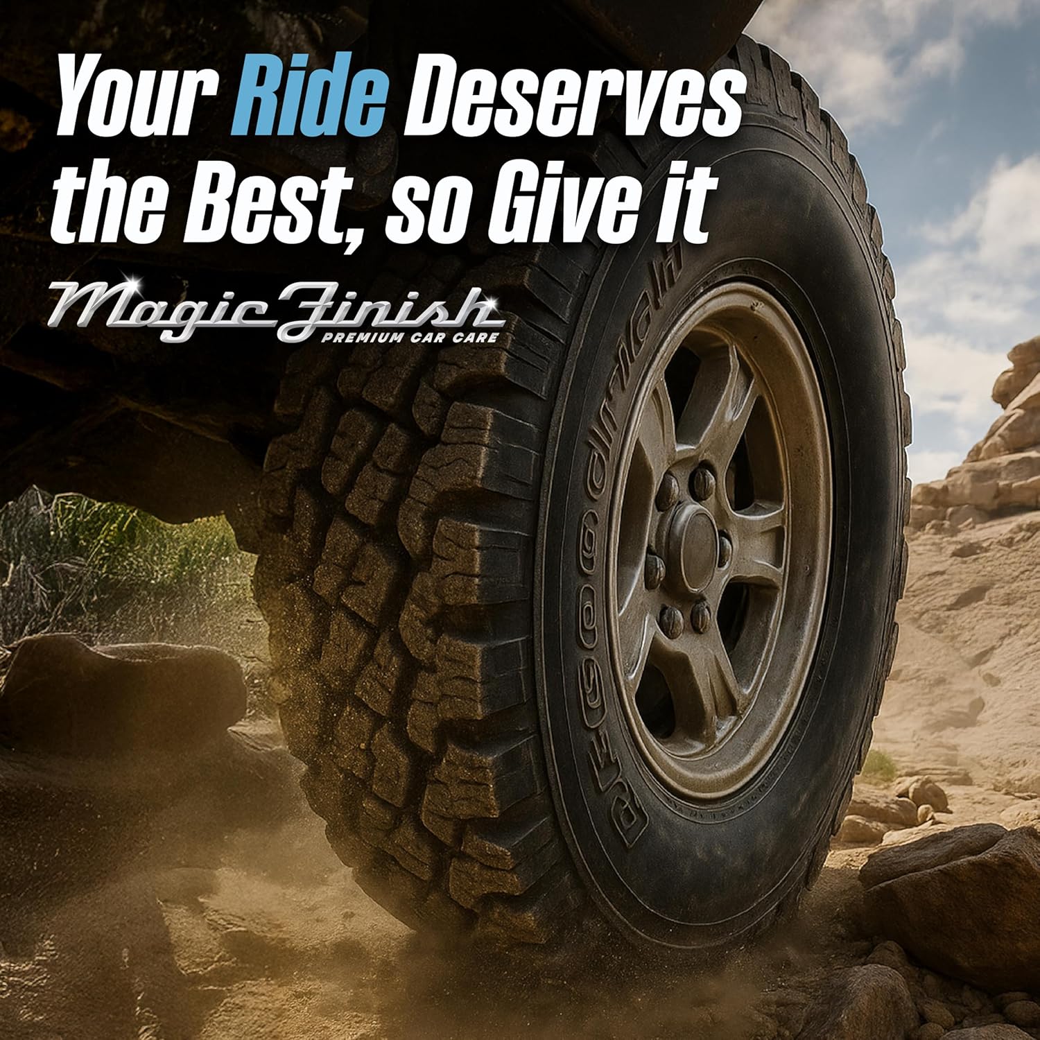 Magic Finish Tire Shine (1 Gallon) – Silicone-Based Tire Dressing for Long-Lasting Wet Look – High-Gloss Car Cleaning Supplies for Pro Detailing Results