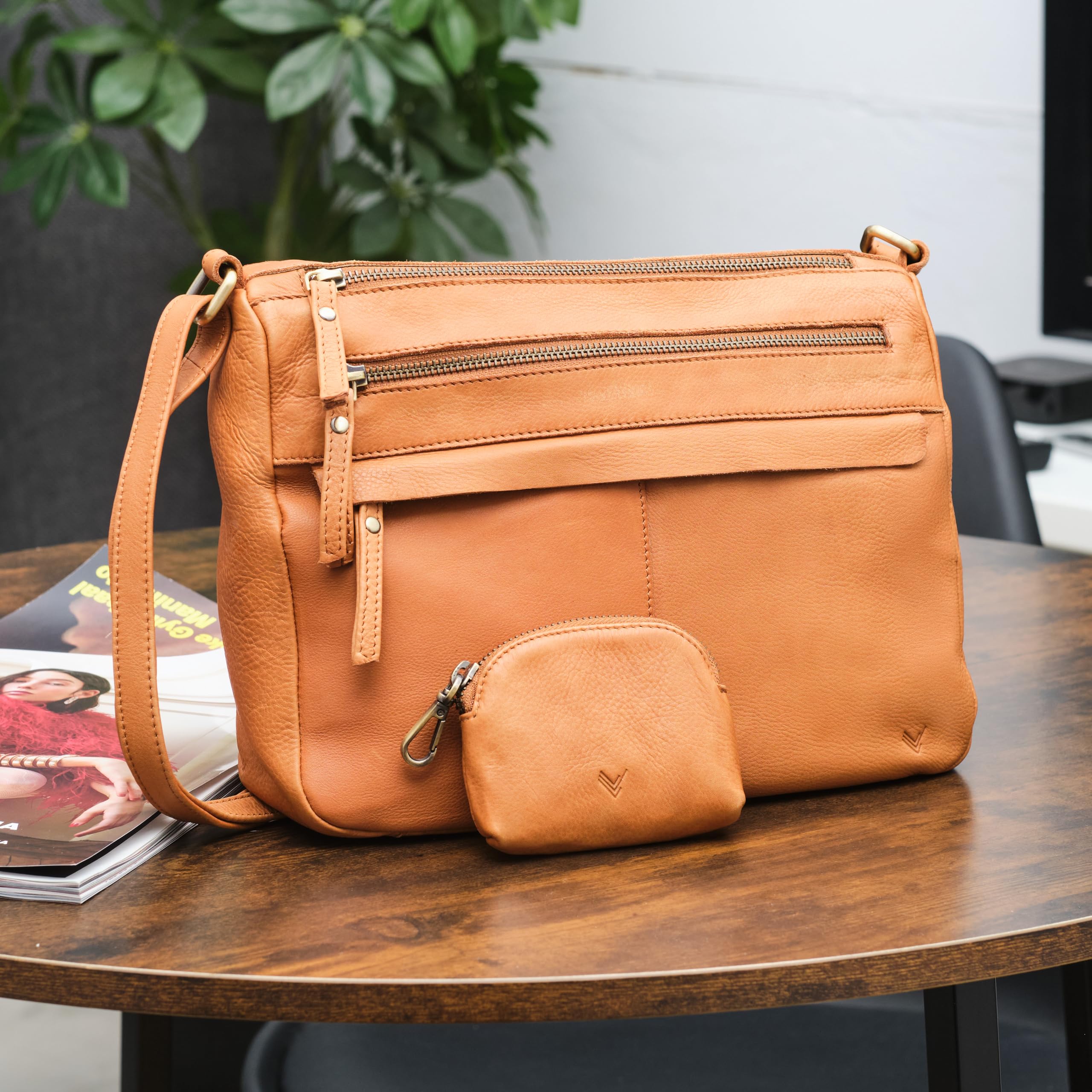 Borsa Donna Tracolla Pelle - Borsa Tracolla Donna Piccola Multiple Scomparti - Firmata alla Moda Cerniere multiple - Borsetta a Spalla di Qualità – Borse Nera - Portamonete Regalo.