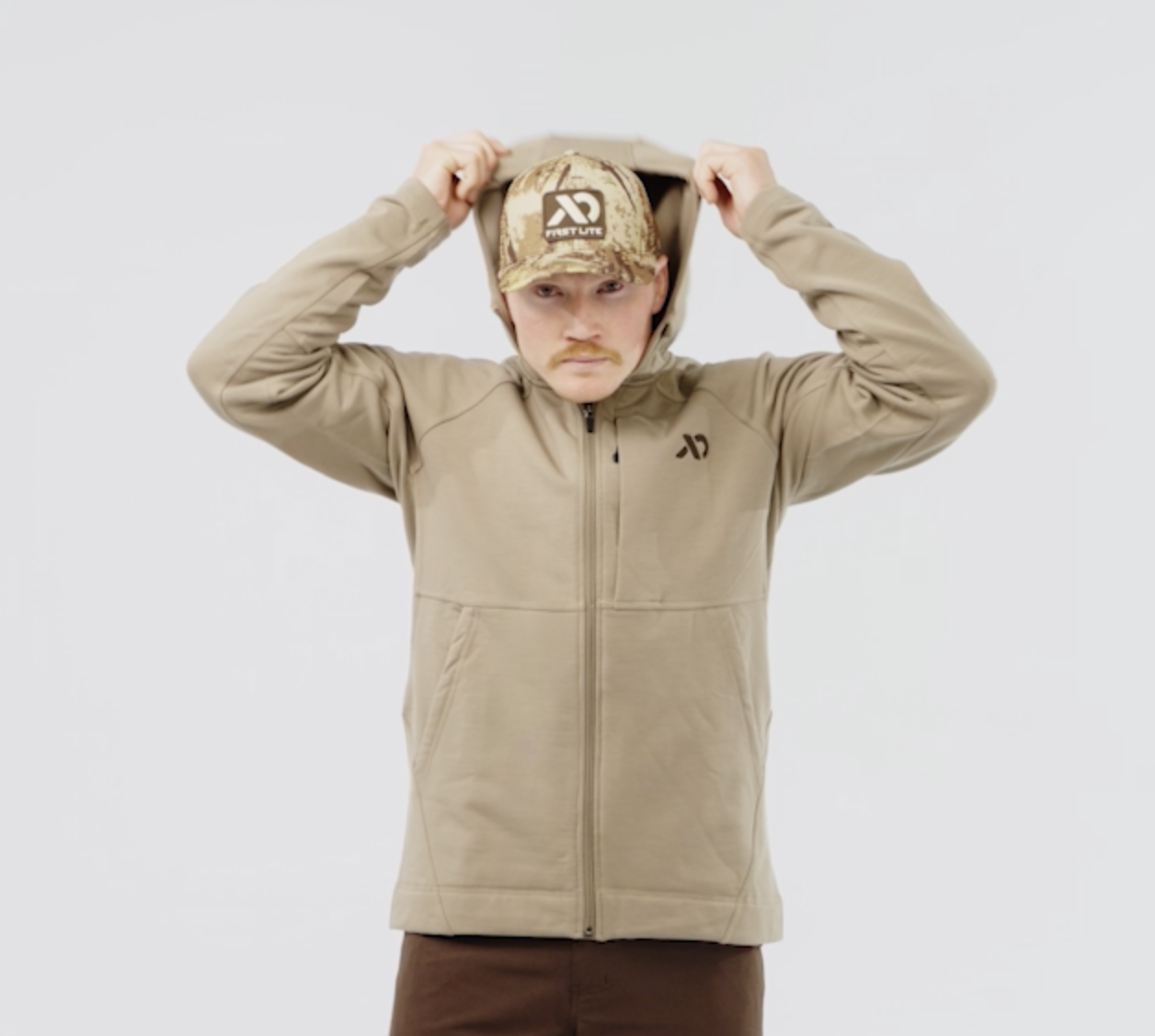 First Lite Men's Rugged Wool Zip Hoody - Durable Merino Wool Camo